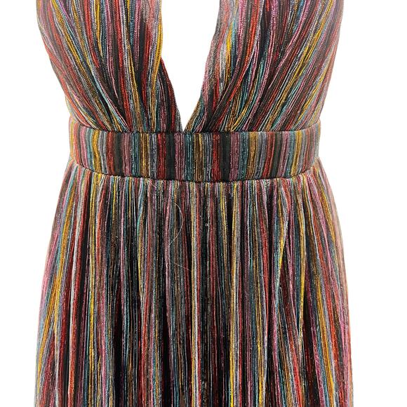 L’ATISTE Metalic multicolor Striped Maxi Evening Gown Size S - Picture 3 of 9